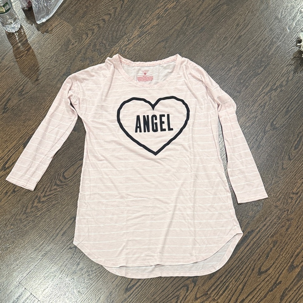 Victoria's Secret Pink Long Sleeve Kids Tee with Heart Design